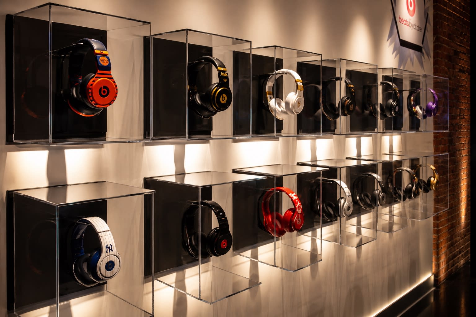 Beats pop-up store in New York — product display wall