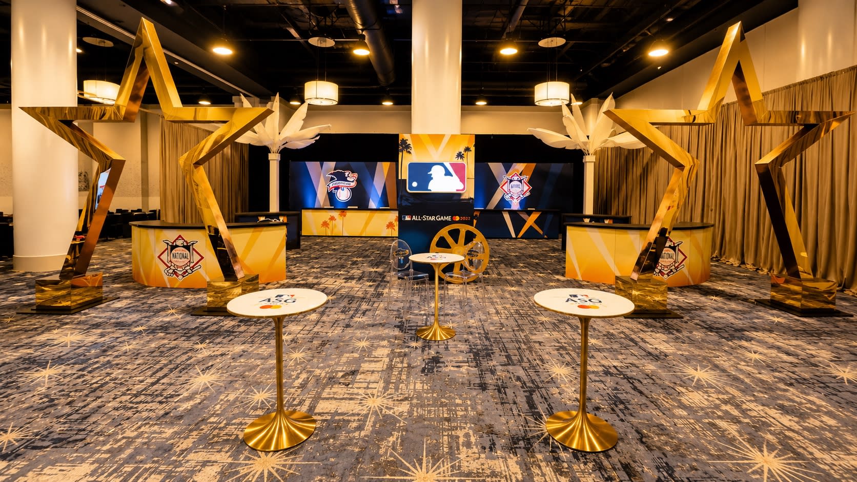 MLB branded lounge in Los Angeles — branded bar