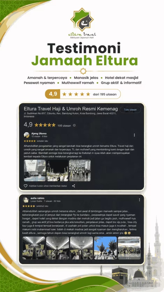 Kumpulan ulasan Google dari jamaah Eltura Travel