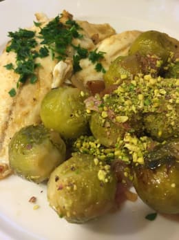 Fish and brussel sprouts