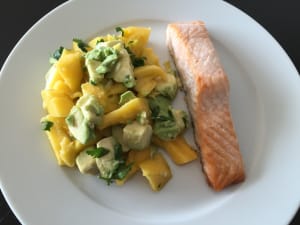 salmon and avocado mango Salsa