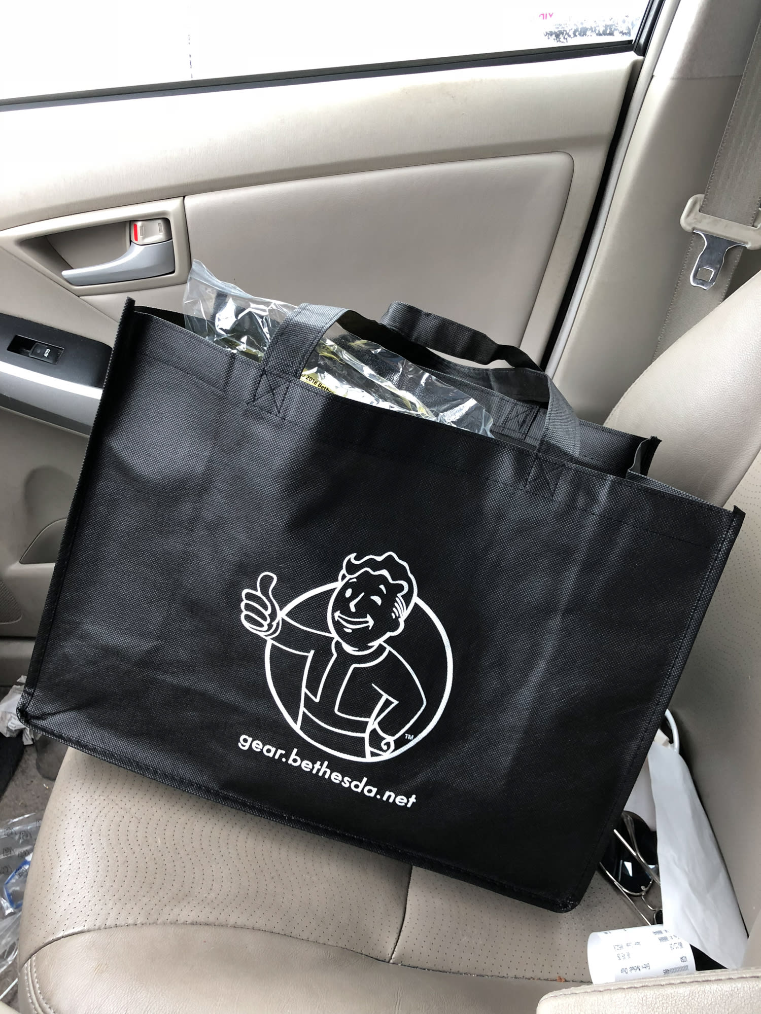 Bethesda merch bag from QuakeCon 2018