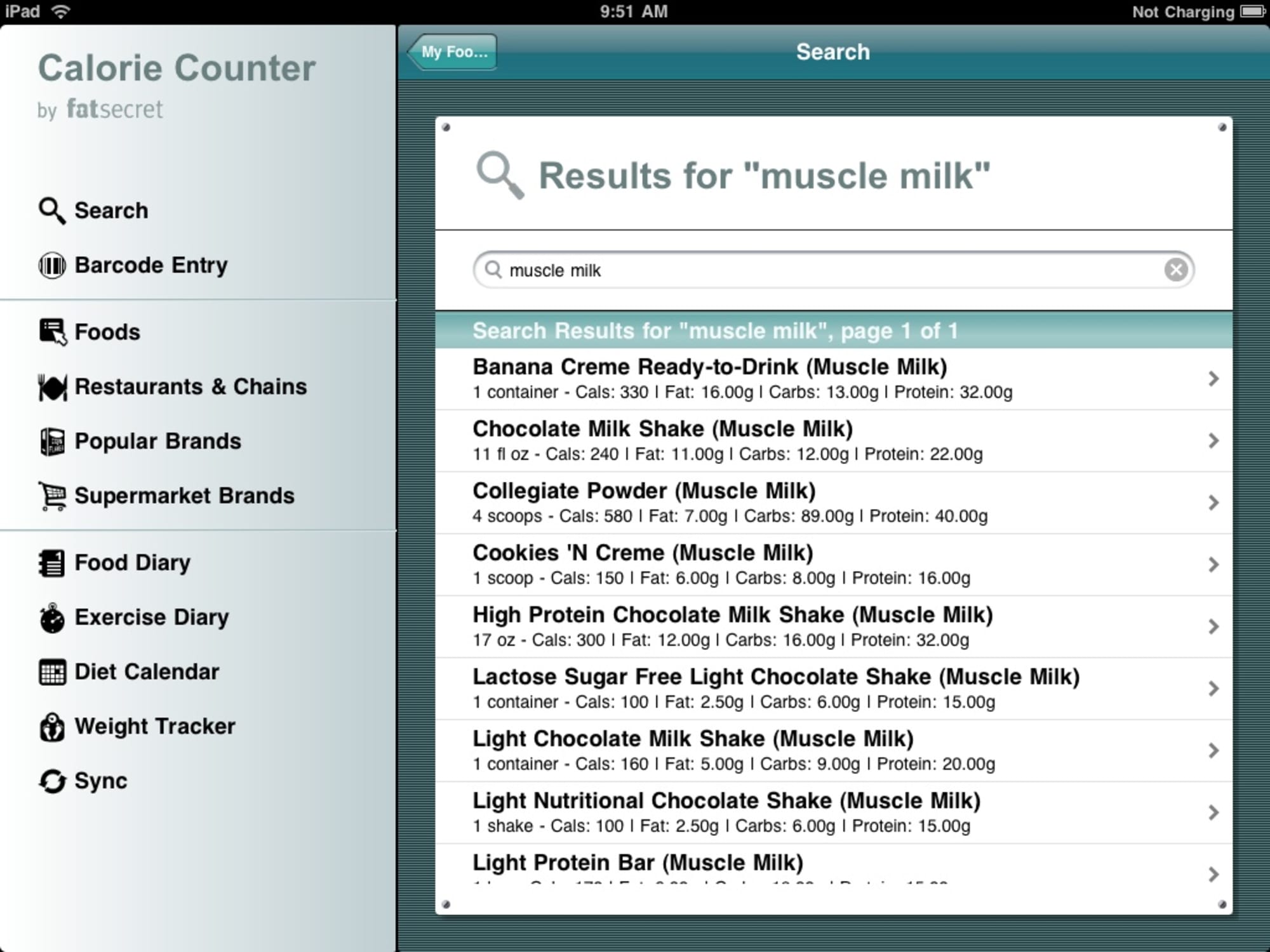 iPad App: Calorie Counter by fatsecret