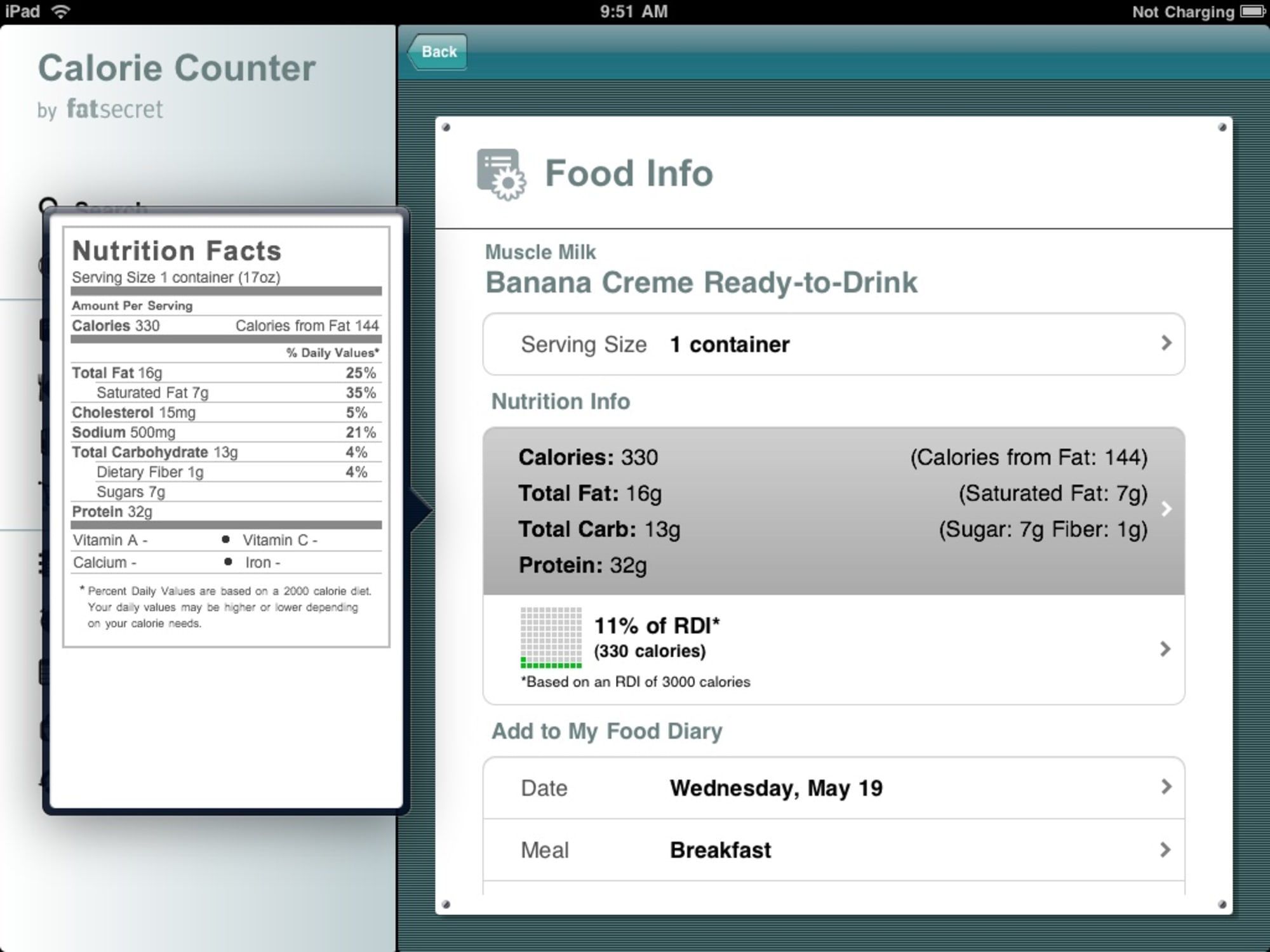 iPad App: Calorie Counter by fatsecret