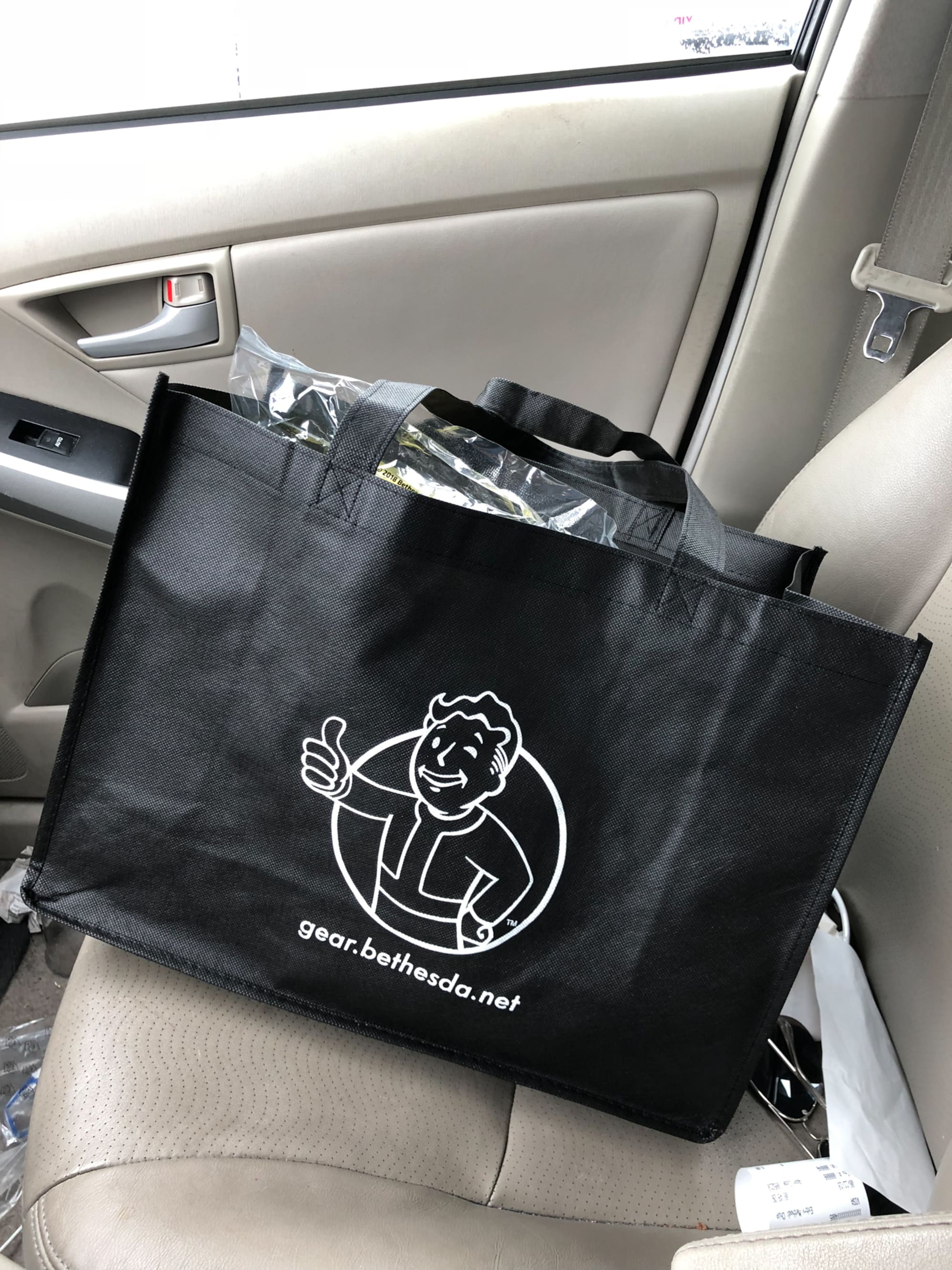 Bethesda merch bag from QuakeCon 2018