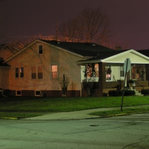 Our house on SW 1st St. at night