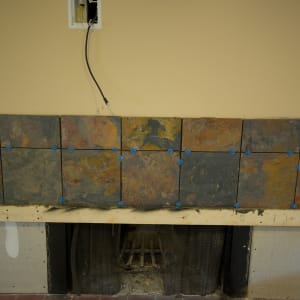 Fireplace tile is going up!