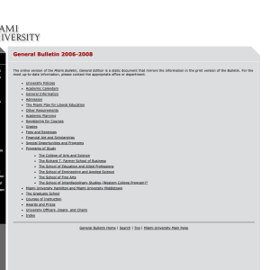 Miami University 2006-08 General Bulletin
