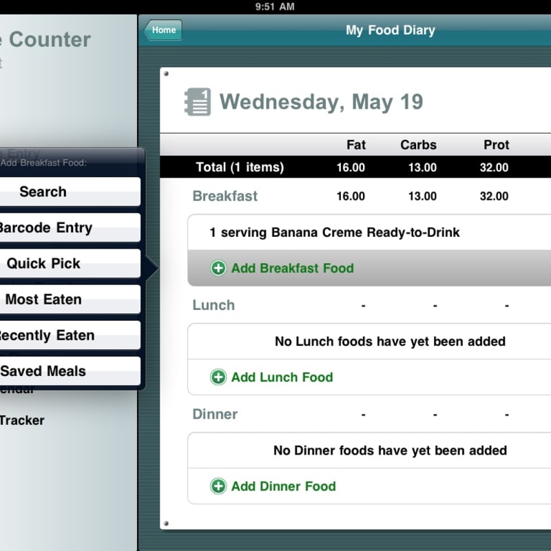 iPad App: Calorie Counter by fatsecret