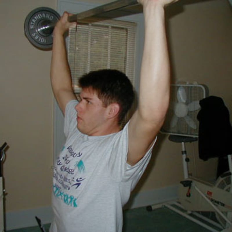 Jamie doing shoulder presses