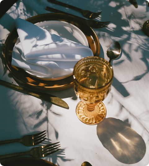 Elegant event setup with glassware