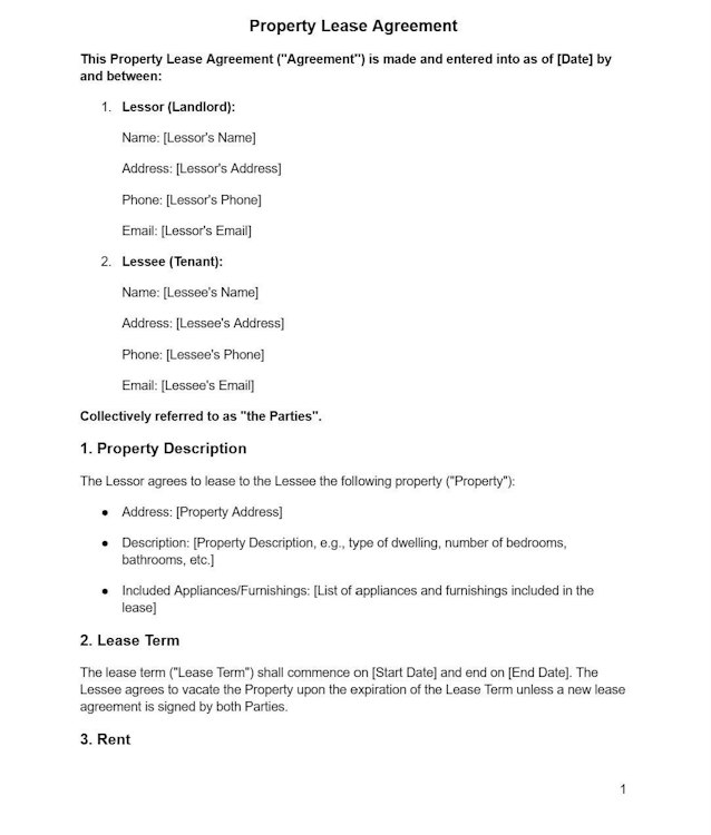 Property Lease Agreement Template
