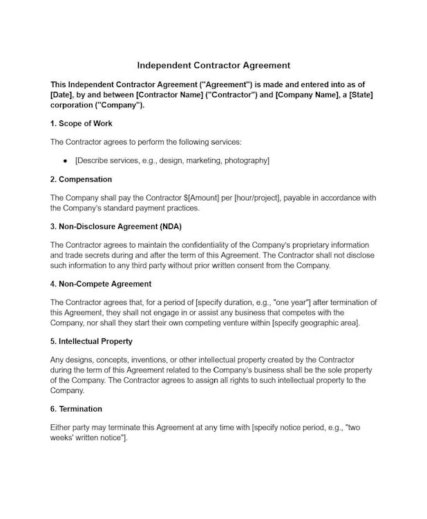 Independent Contractor Agreement Template