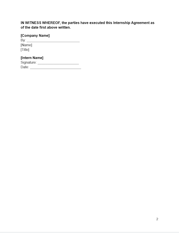 Internship Agreement Template