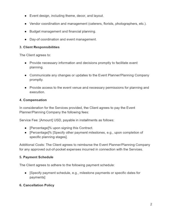 Event Planner Contract Template