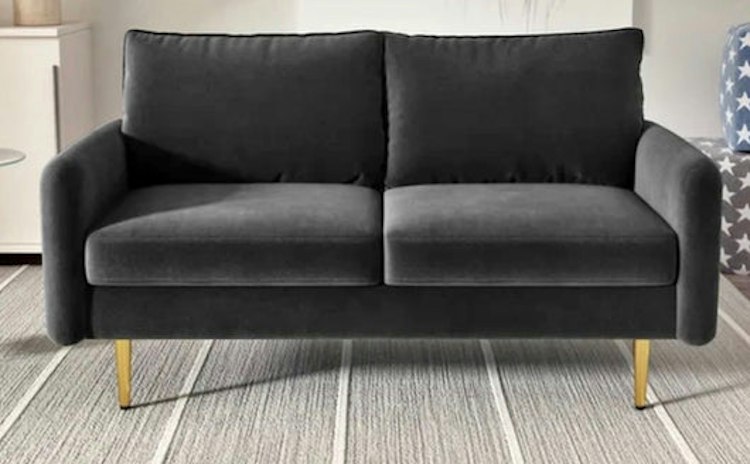 Black Modern Love Seat with Gold Legs