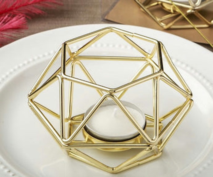 Tea Light Holders Gold Geometric