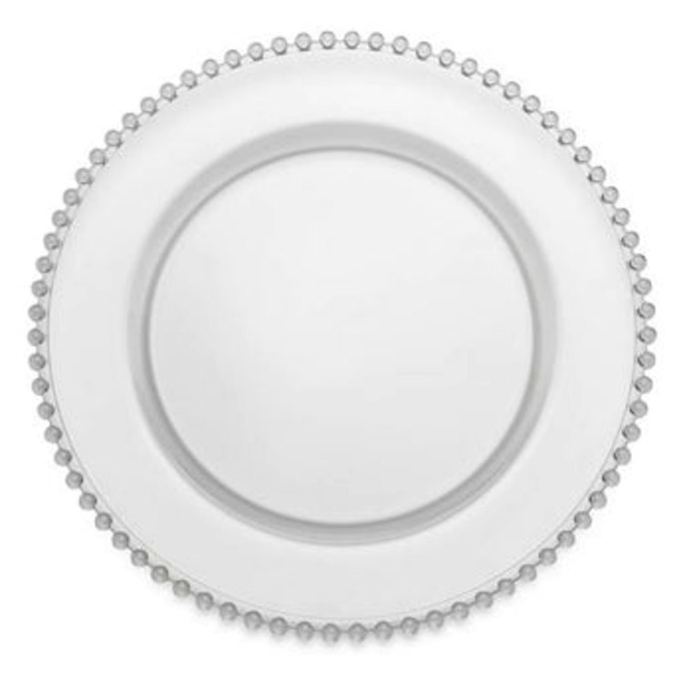 Charger Plate - 13" Clear Glass Beaded