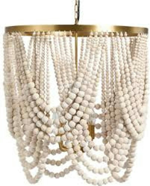 Chandelier White & Gold Beaded