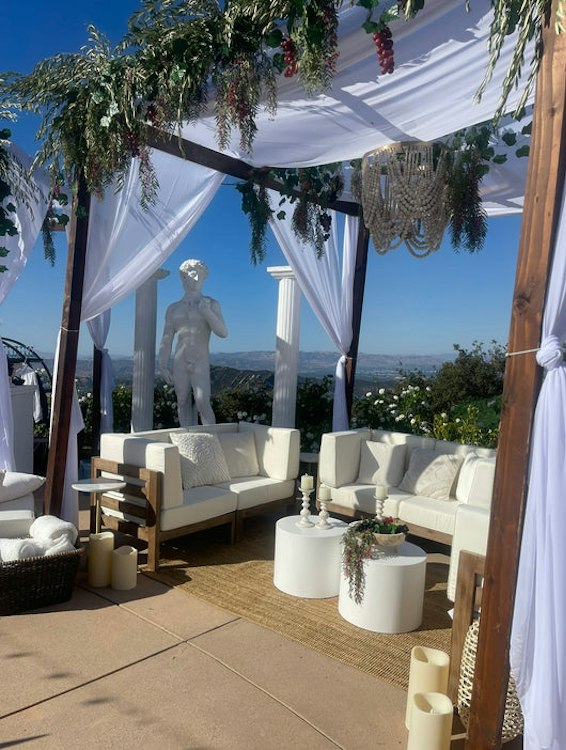 Chandelier White & Gold Beaded