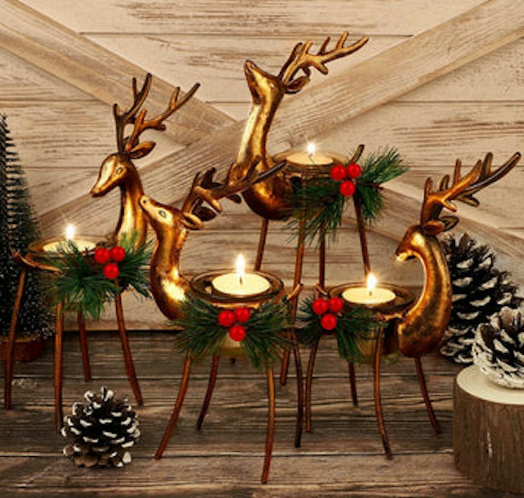 Candle Holder - Assorted Metal Reindeer