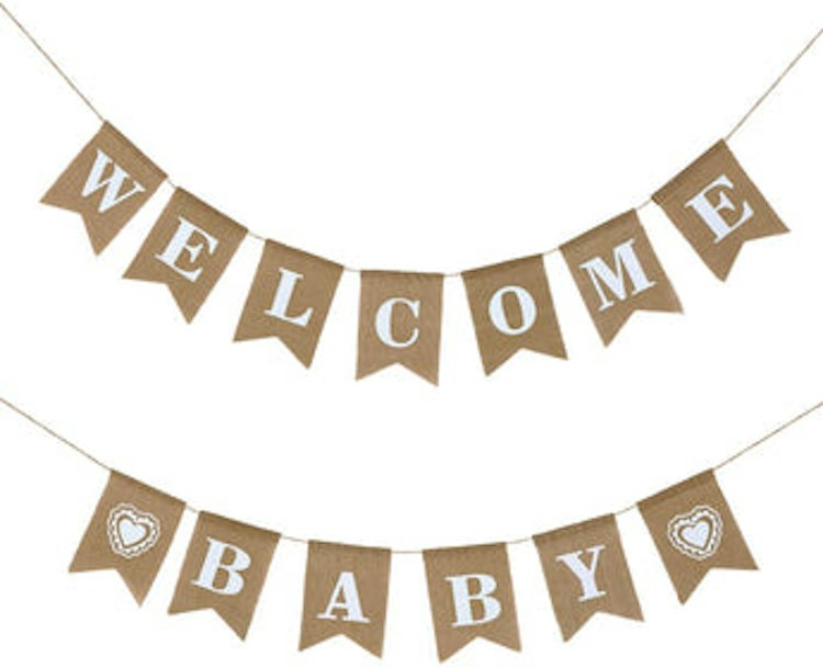 Burlap “Welcome Baby” Banner