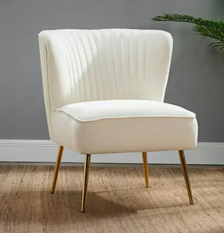 Accent Chair - Modern Ivory Velvet