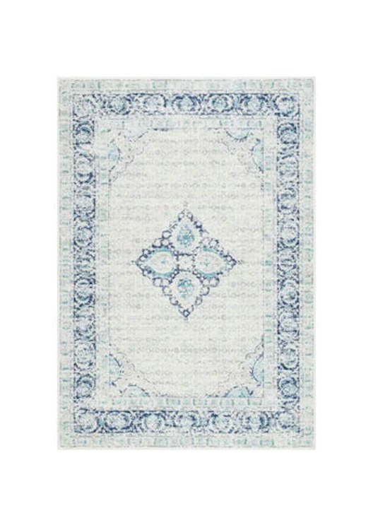 Area Rug- Light Blue Vintage Flower Medallion