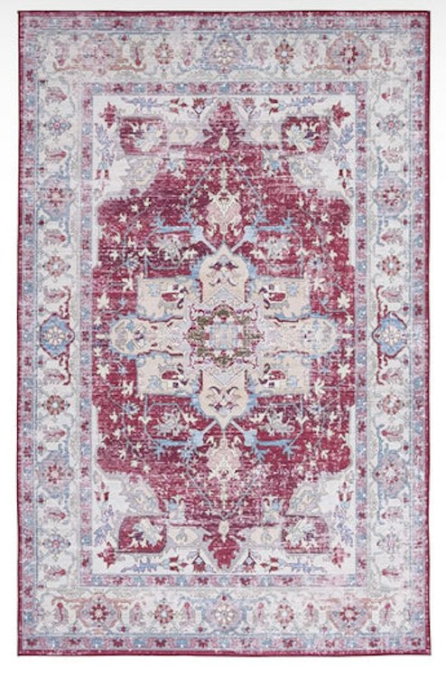 Area Rug - Burgundy & Beige