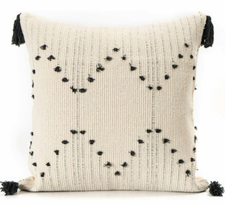 Tassel Pillow - Black & Cream