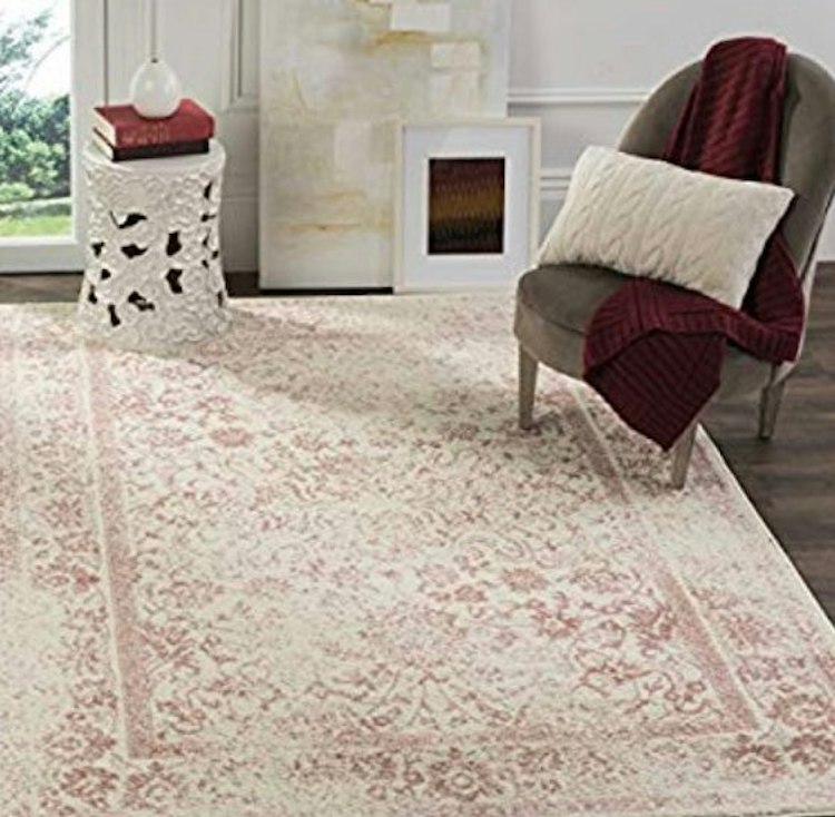 Area Rug - Ivory & Rose Distressed