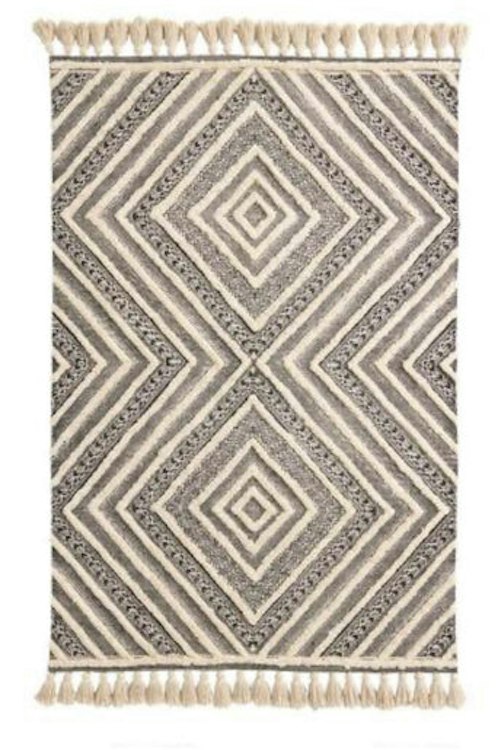 Area Rug - Black & Ivory Tufted Diamond