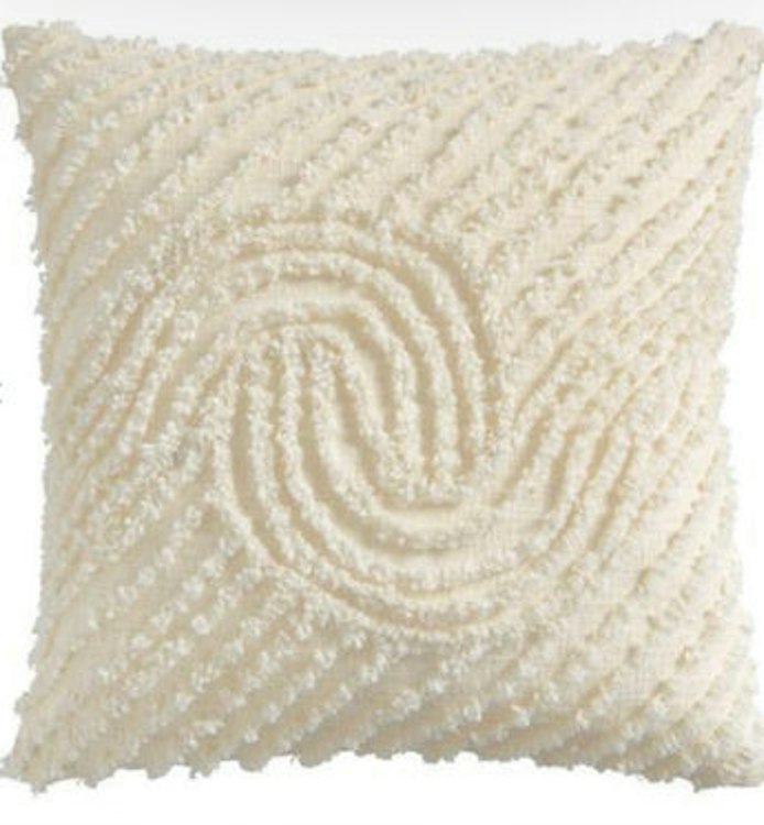 Throw Pillow - Ivory Embroidered Tufted Arch