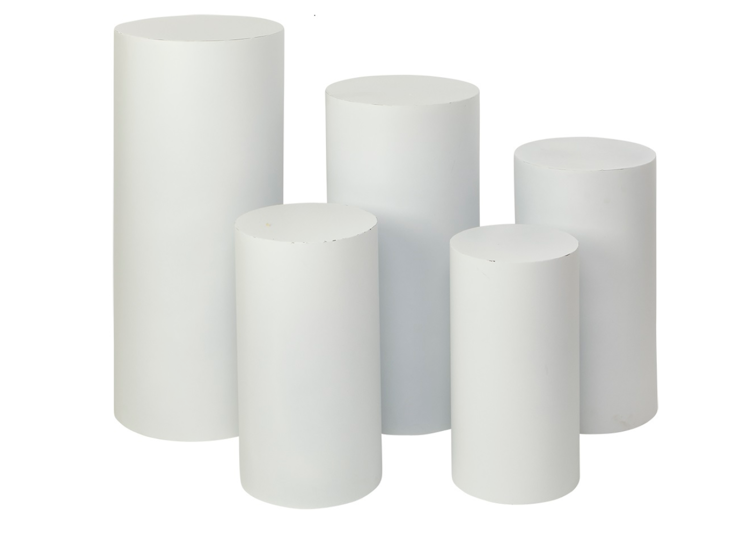 White Metal Cylinder Pedestal Display -Medium