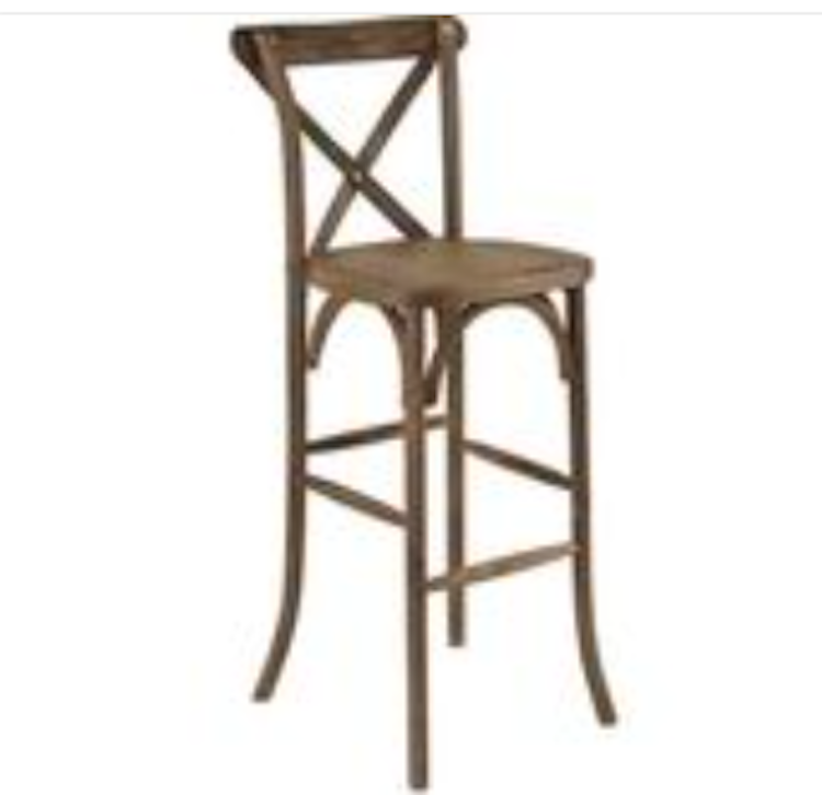 Dark Antique Wood Crossback Barstool
