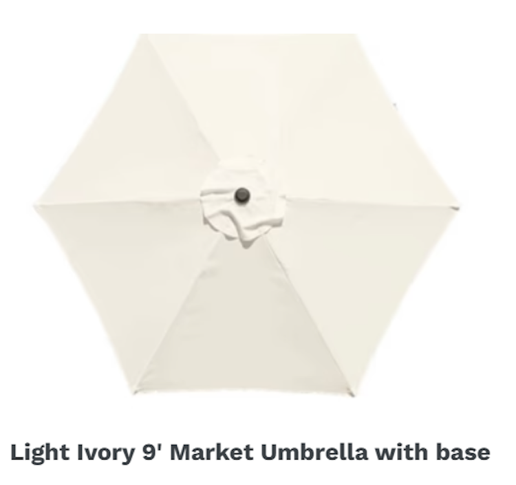 Light Ivory 9' Market Umbrella with base
