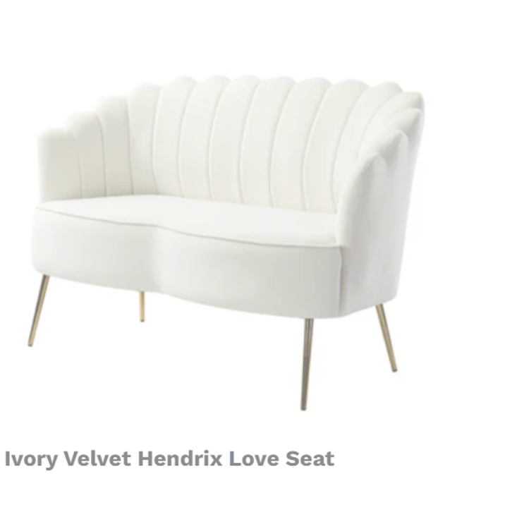 Ivory Velvet Hendrix Love Seat