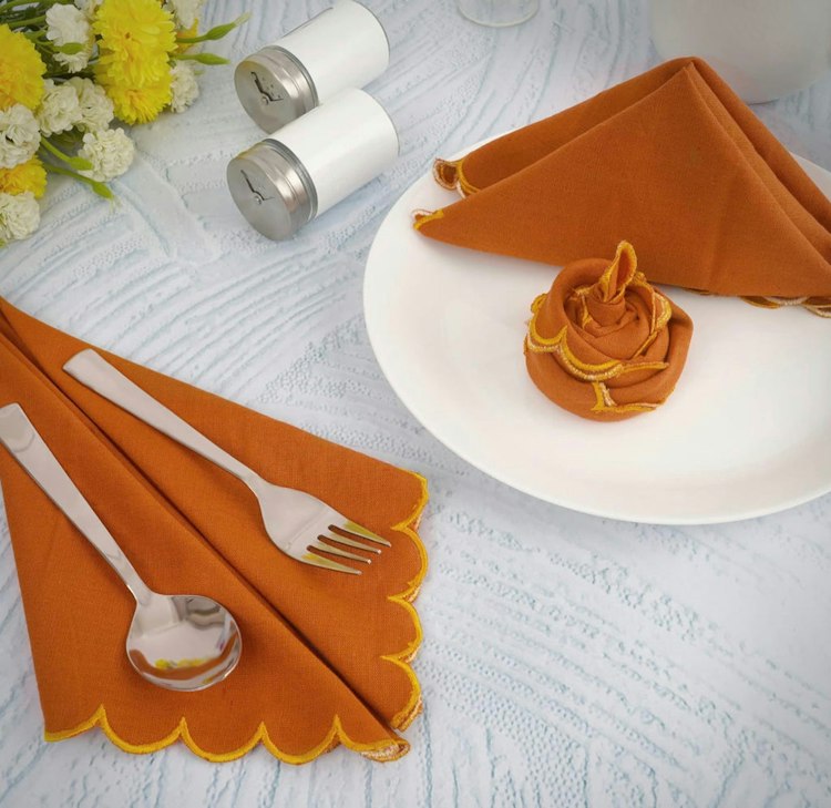 Orange Scalloped Napkin