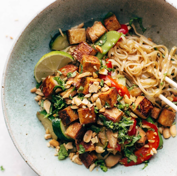 Garlic chilli soba with tofu Lunch