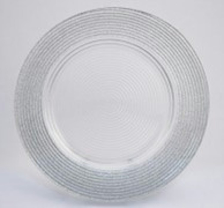Charger Plate - 12" Saturn Silver Sparkly
