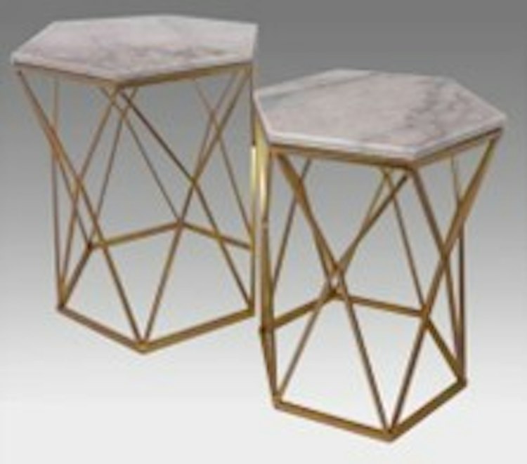 Side Table Carrera Marble Hexagon