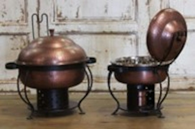 Edison Burnt Copper Round Chafers - Large 6qt