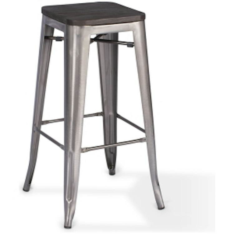 Gunmetal Wood Top Bar Stool