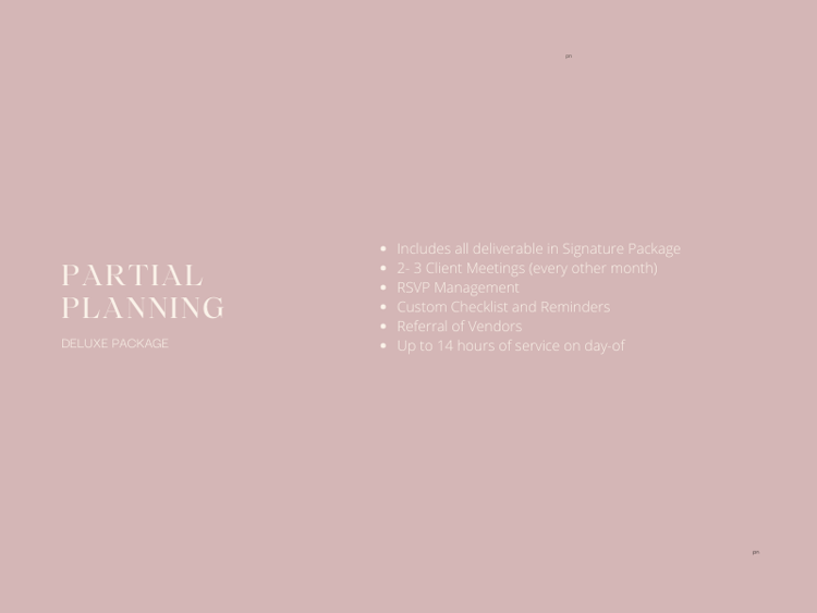 Partial Planning - Deluxe Package