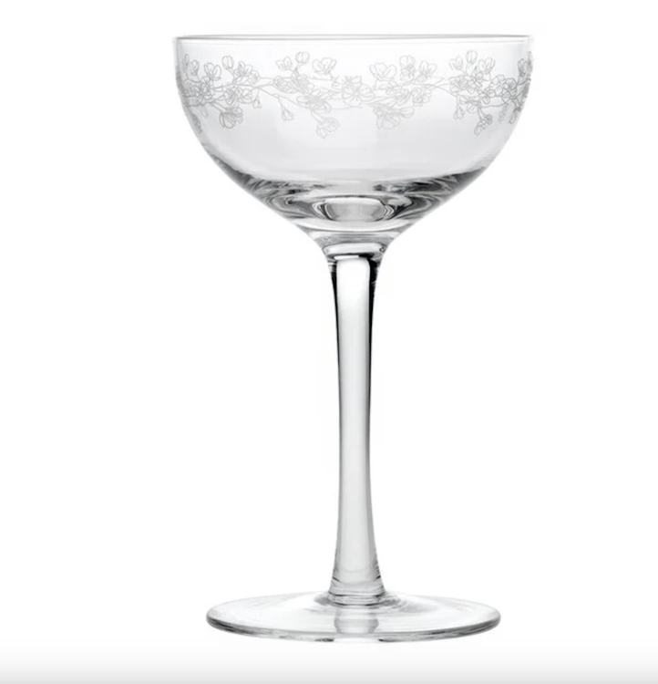 6 Oz Floral Nick & Nora glass