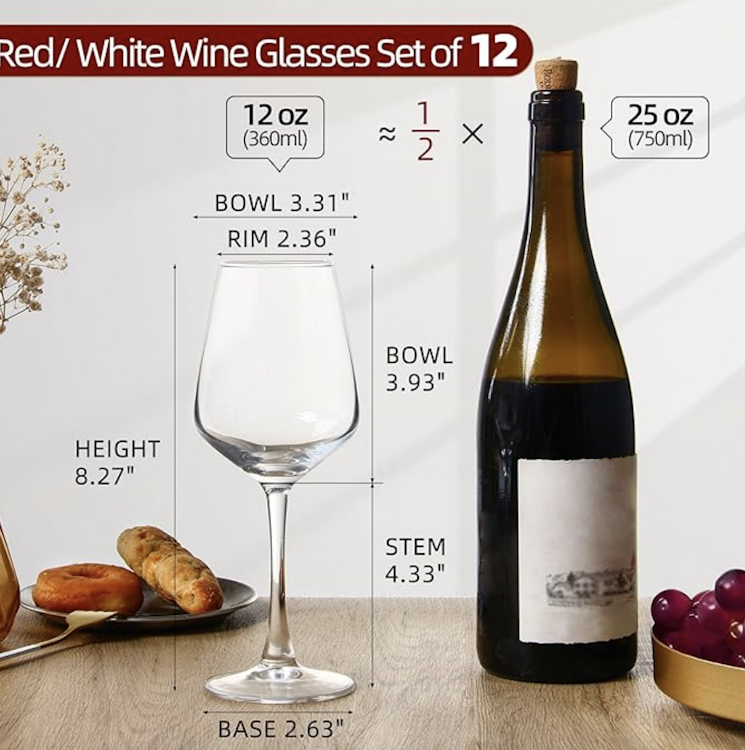 12 Oz Red or White Wine glass