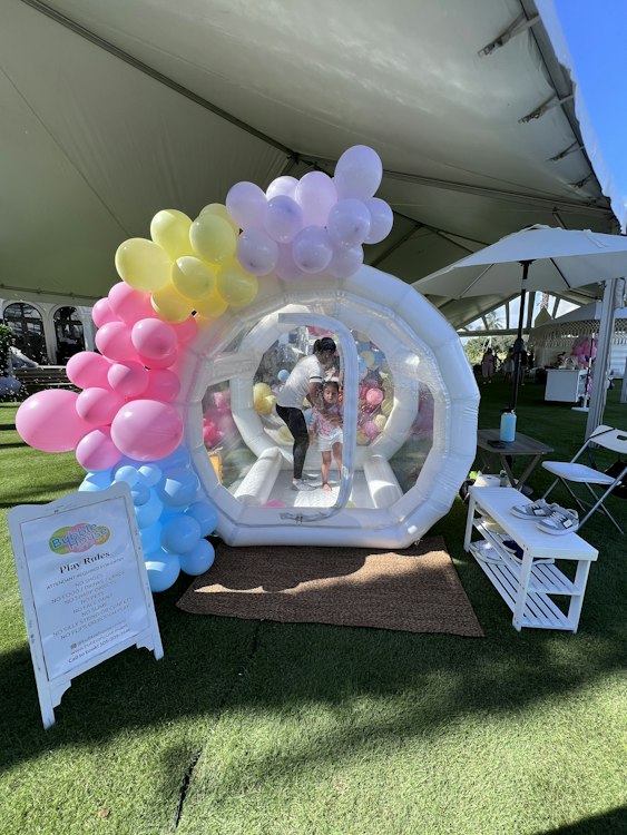 Bubble House Rental with Balloon Garland