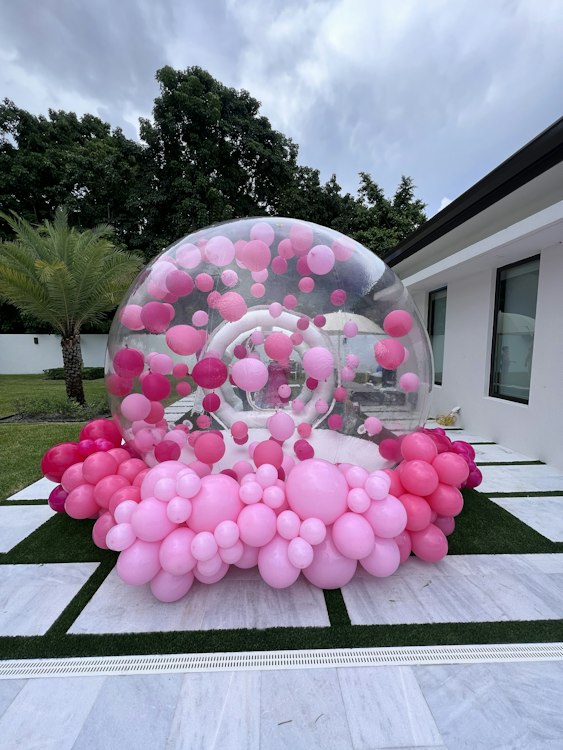 Bubble House Rental with Balloon Garland