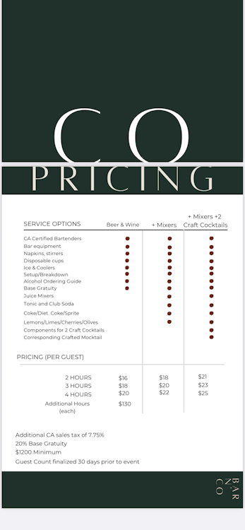 Craft Cocktail Package