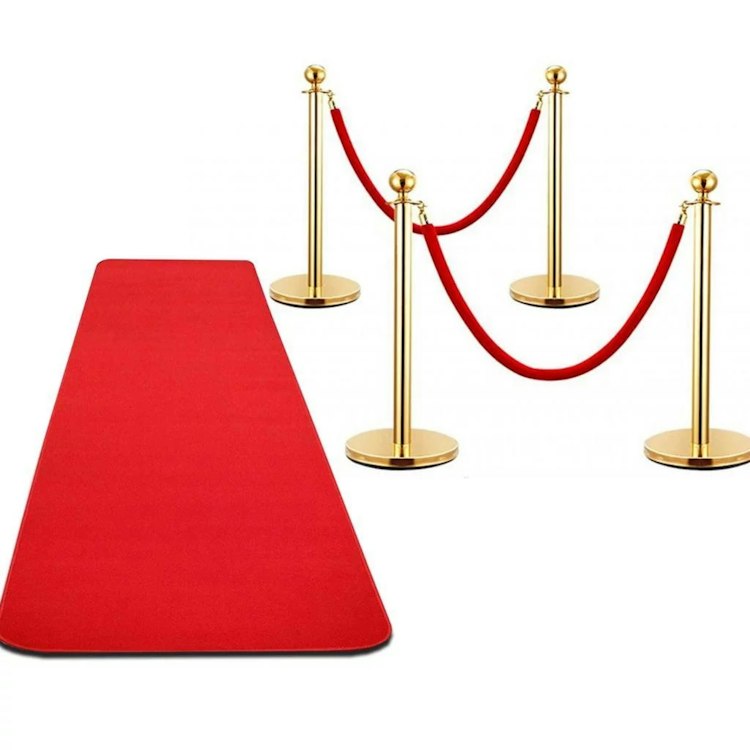 Gold Stanchions with Red Carpet
